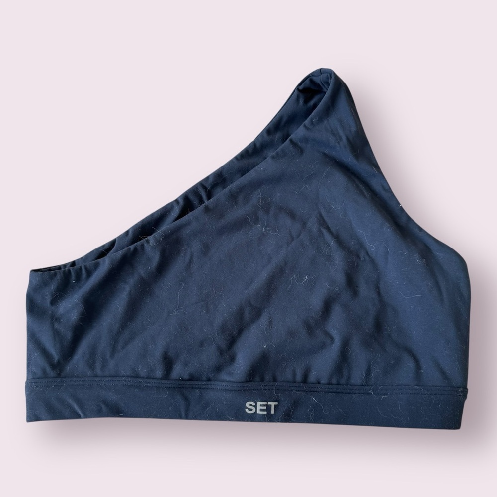 Set Active Navy Sport Body One Shoulder Sports Tank